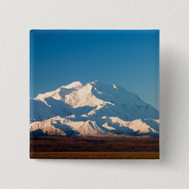 N.A., USA, Alaska.  Mt. McKinley in Denali Pinback Button (Front)