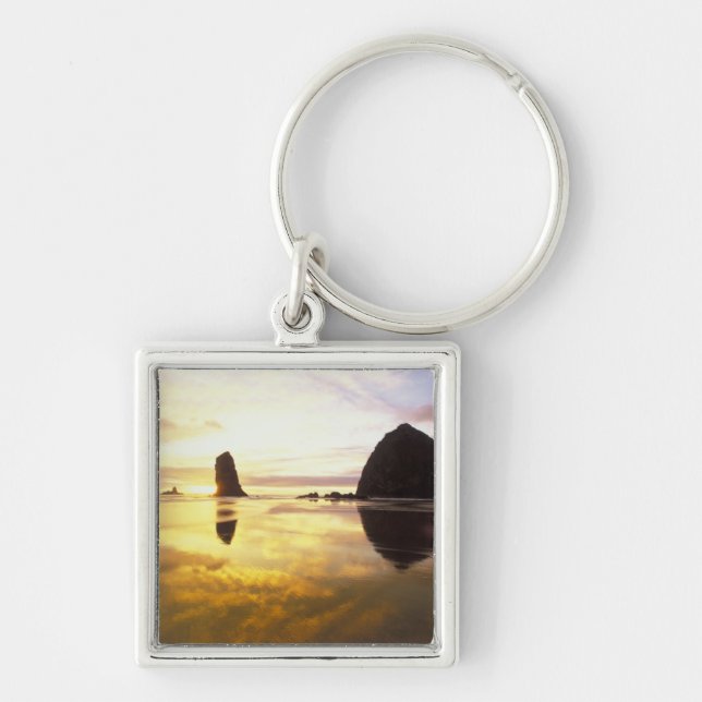 N.A., USA, Oregon, Cannon Beach Sunset with Keychain (Front)
