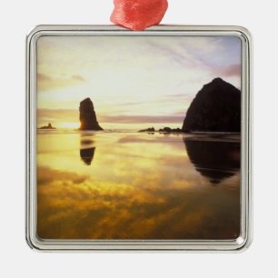 N.A., USA, Oregon, Cannon Beach Sunset with Metal Ornament