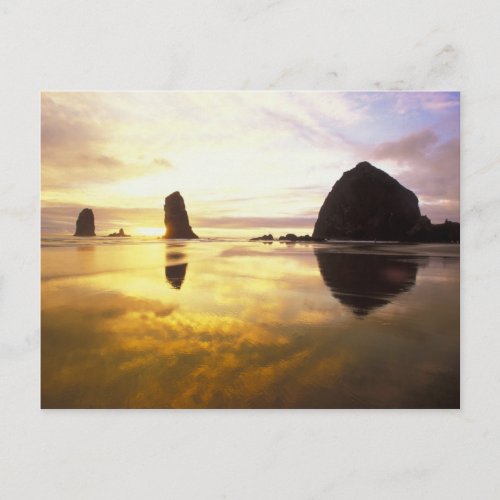 NA USA Oregon Cannon Beach Sunset with Postcard