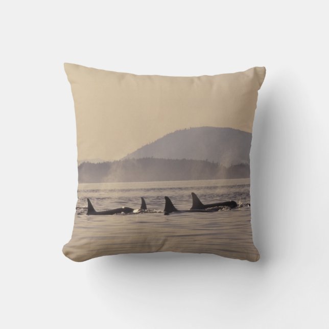 N.A., USA, Washington, San Juan Islands Orca Throw Pillow (Front)