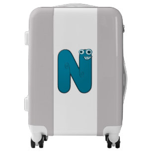 N - animal monogram - suitecase luggage