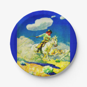 N. C. Wyeth cowboy Paper Plates