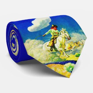 N. C. Wyeth cowboy print Neck Tie