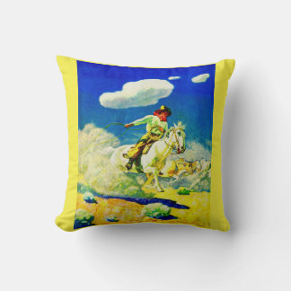 N. C. Wyeth cowboy print Throw Pillow