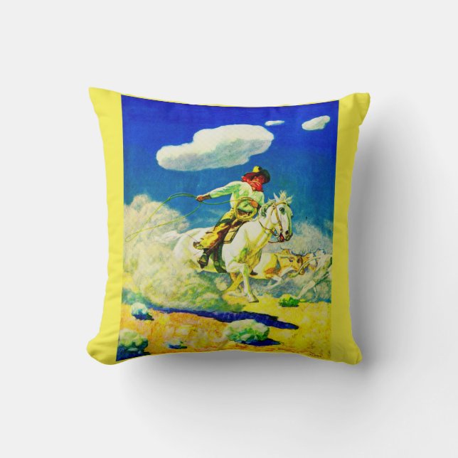 N. C. Wyeth cowboy print Throw Pillow (Front)