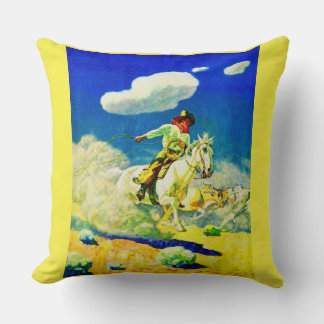 N. C. Wyeth cowboy print Throw Pillow