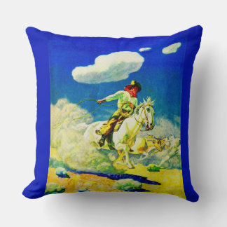 N. C. Wyeth cowboy print Throw Pillow