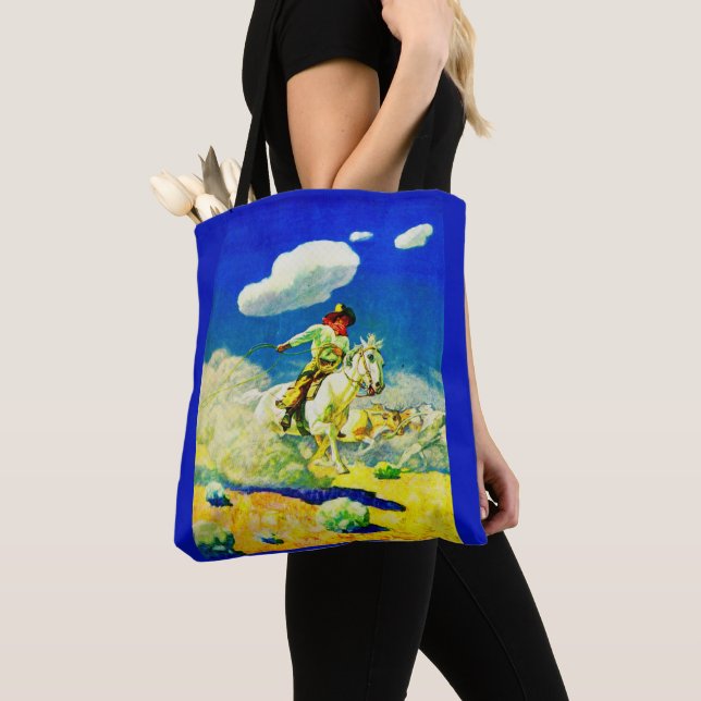 N. C. Wyeth cowboy print Tote Bag (Close Up)