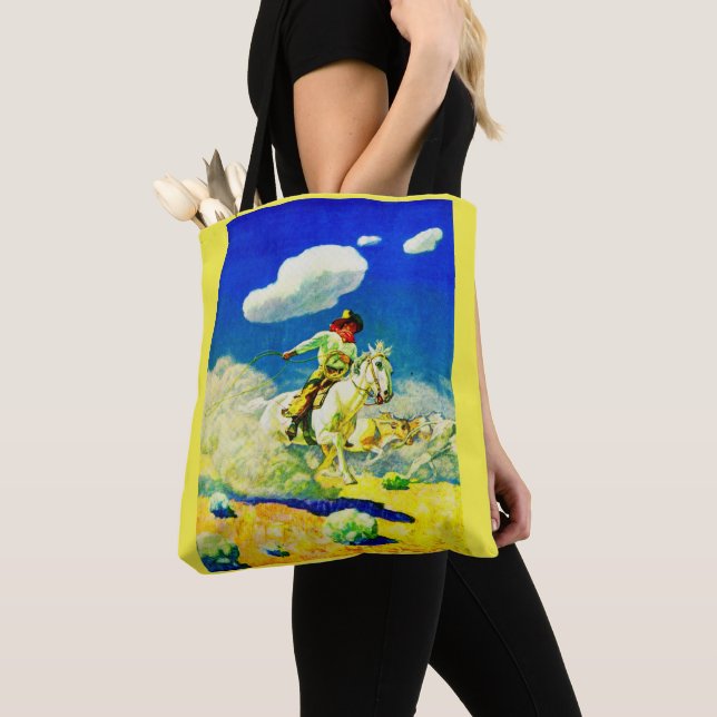 N. C. Wyeth cowboy print Tote Bag (Close Up)