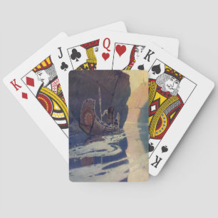 N. C. Wyeth Indian Canoe Paddling Illustration Art Poker Cards