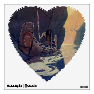 N. C. Wyeth Indian Canoe Paddling Illustration Art Wall Sticker