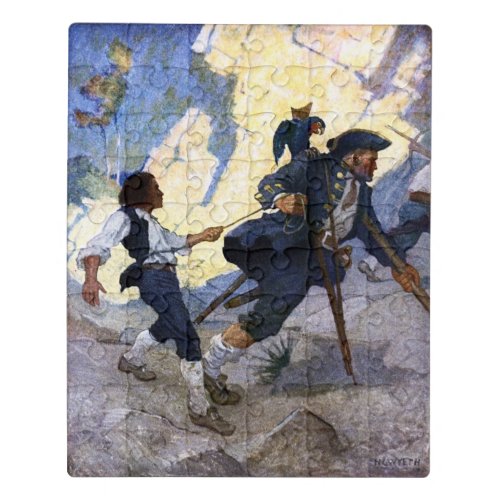 N C Wyeth Long John Silver and his Parrot Poster Jigsaw Puzzle