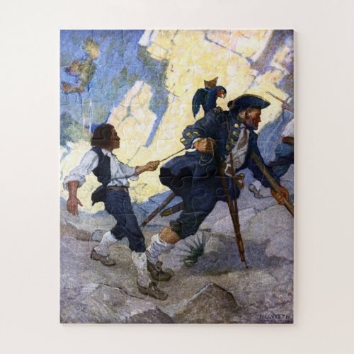 N C Wyeth Long John Silver and his Parrot Poster Jigsaw Puzzle