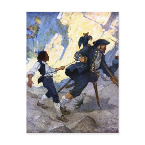 N. C. Wyeth Long John Silver and his Parrot Poster Postcard