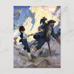 N. C. Wyeth Long John Silver and his Parrot Poster Postcard
