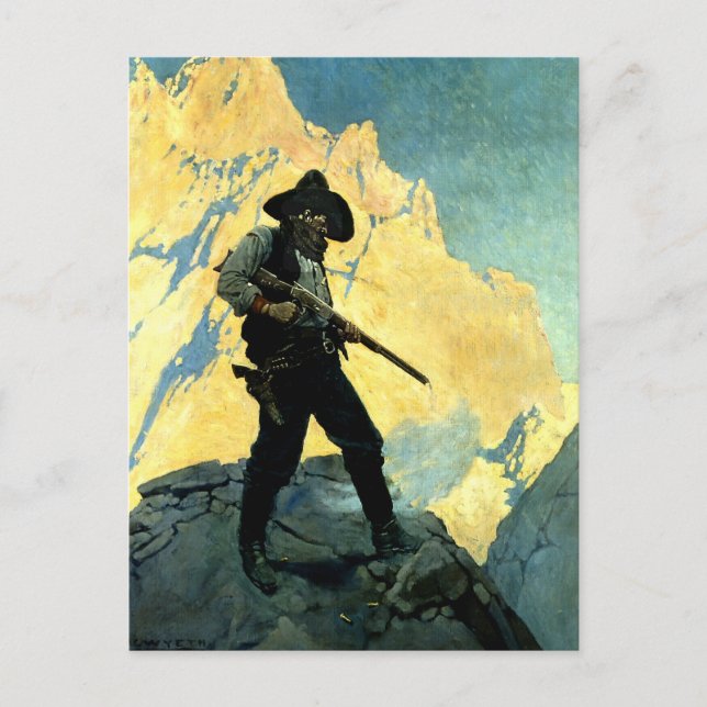 N C Wyeth Western Painting “Last Stand” Postcard (Front)