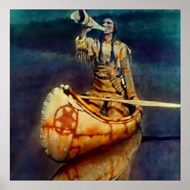 N C Wyeth Western Painting “The Moose Call” Poster (Front)