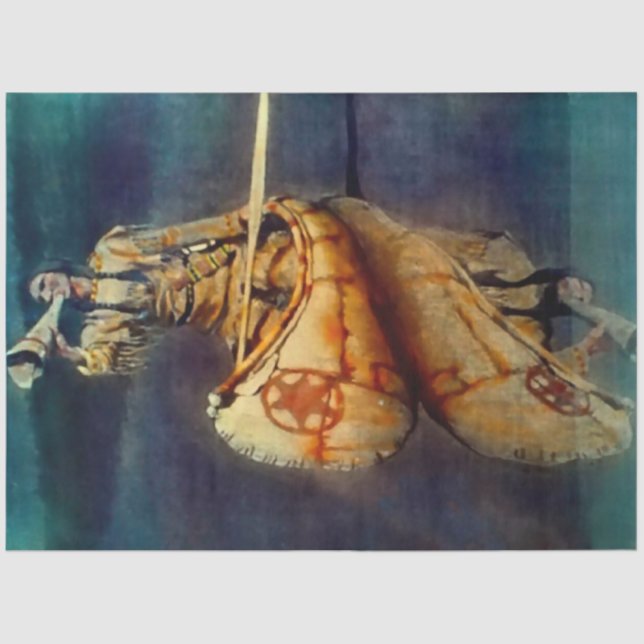 N C Wyeth Western Painting “The Moose Call” Tissue Paper (Front)