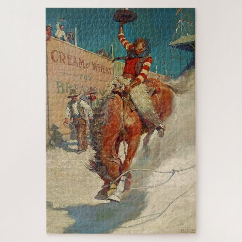 N C Wyeth Western Painting The Rodeo Jigsaw Puzzle