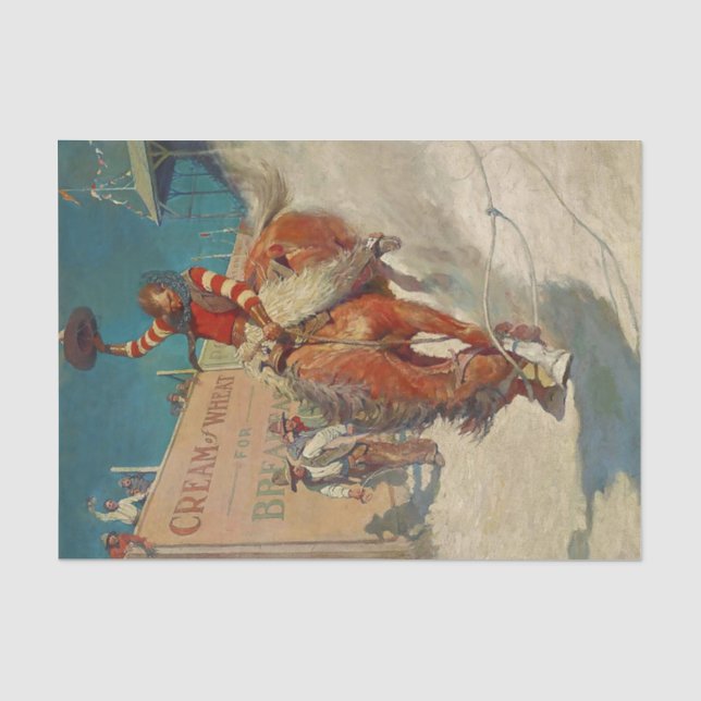 N C Wyeth Western Painting “The Rodeo” Tissue Paper (Front)