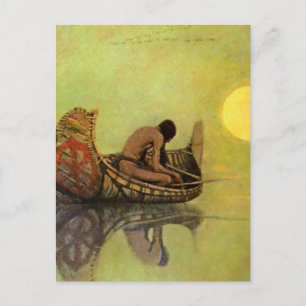 N C Wyeth Western Painting “The Silent Fisherman” Postcard