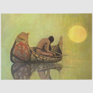 N C Wyeth Western Painting “The Silent Fisherman” Tissue Paper