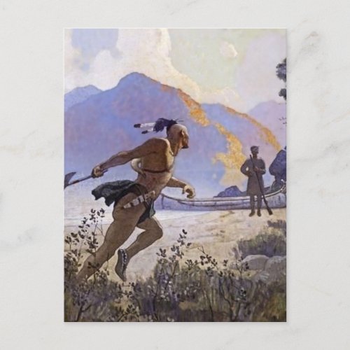 N C Wyeth Western Painting The Tomahawk Postcard