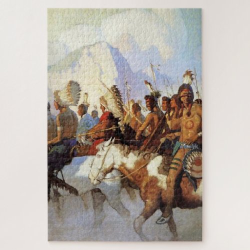 N C Wyeth Western Painting The War Party Jigsaw Puzzle