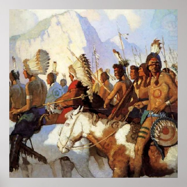 N C Wyeth Western Painting “The War Party” Poster (Front)
