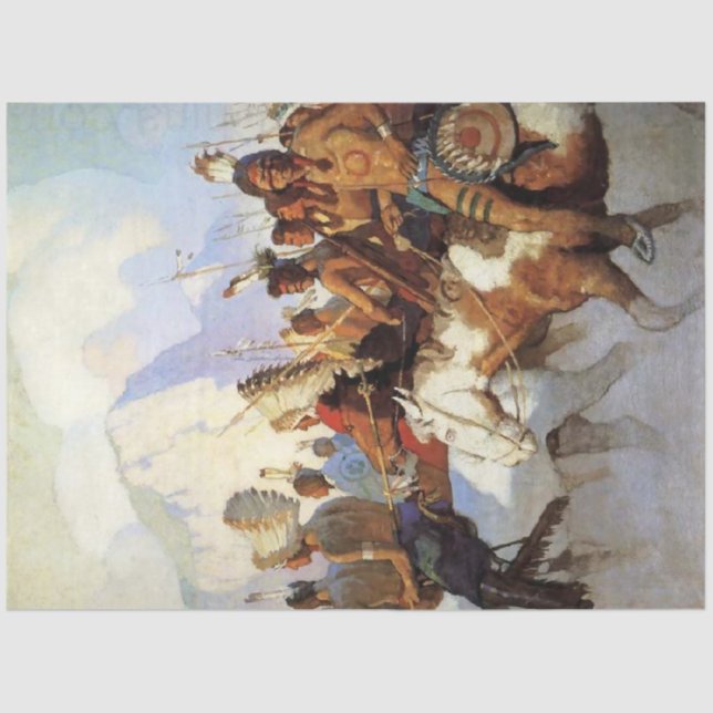 N C Wyeth Western Painting “The War Party” Tissue Paper (Front)