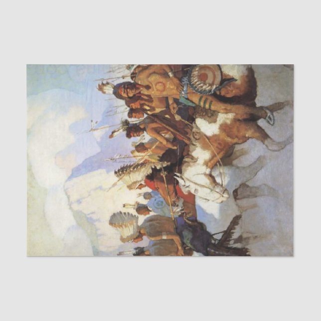 N C Wyeth Western Painting “The War Party” Tissue Paper (Front)