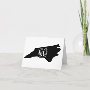 N Carolina Black White Vine Monogram DIY BG Sv Thank You Card