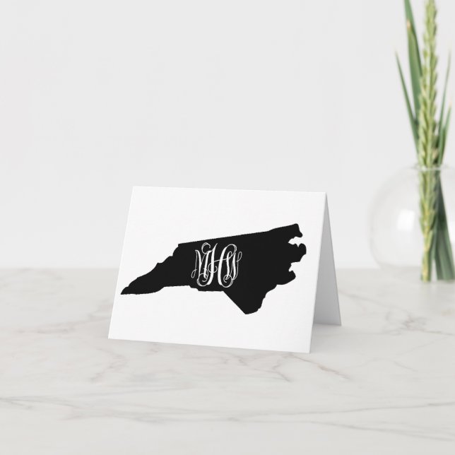 N Carolina Black White Vine Monogram DIY BG Sv Thank You Card (Front)