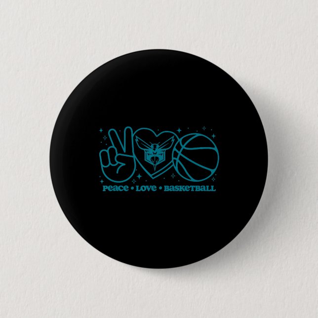 N Charlotte Hornets Peace Love Sketll  Button (Front)
