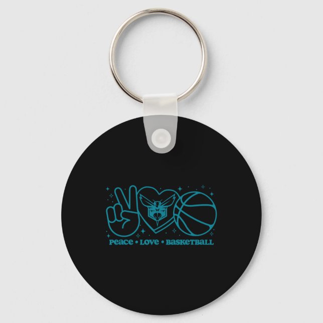N Charlotte Hornets Peace Love Sketll  Keychain (Front)