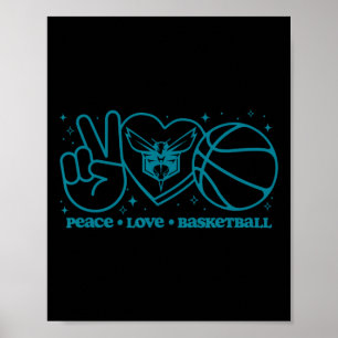 N Charlotte Hornets Peace Love Sketll Poster