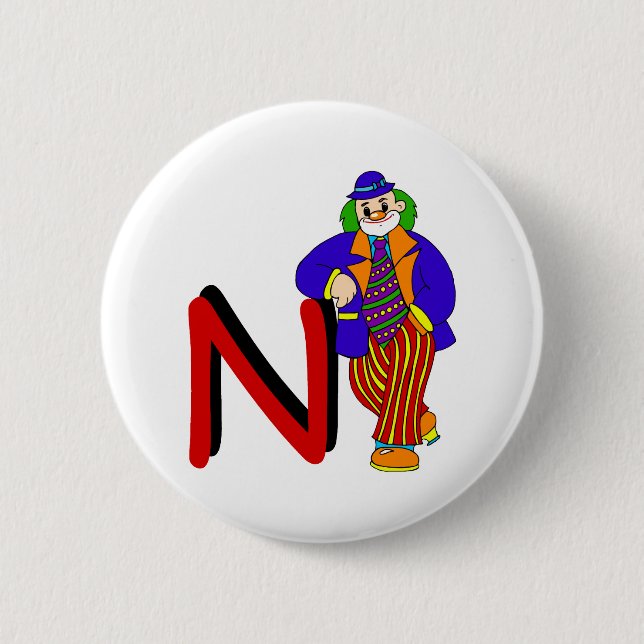 N Clown Pinback Button (Front)