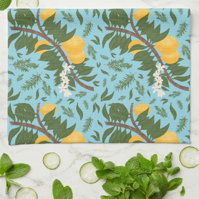 n-Drenched Lemons Sky Blue | Kitchen Towel (Folded)