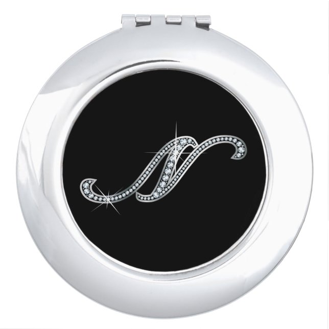 N Faux-"Diamond Bling" Pill Case Makeup Mirror (Front)