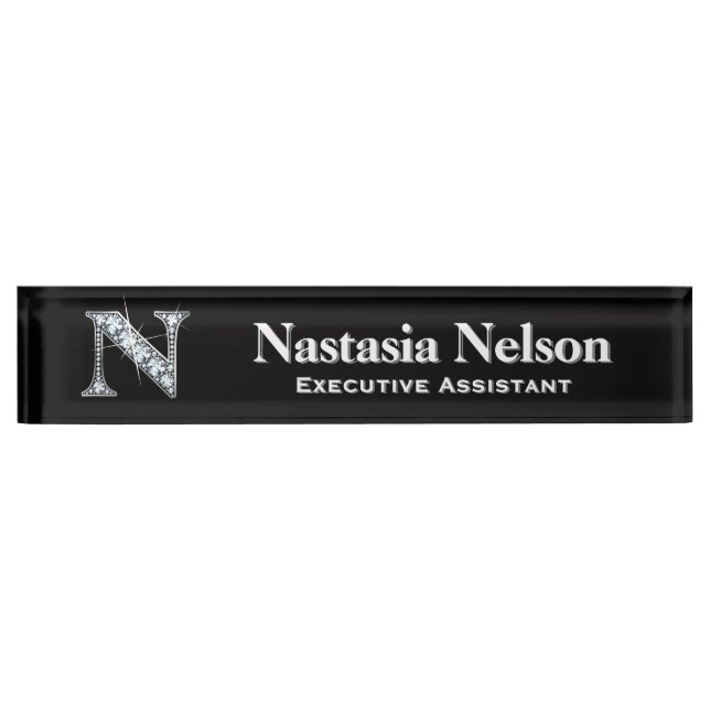 N Faux Diamond Desk Nameplate (Front)
