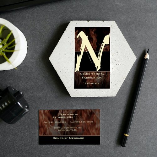 N Flame Monogram Business Card