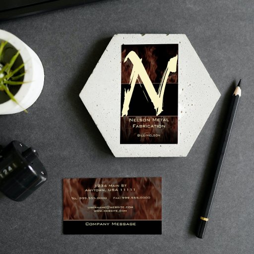 Customizable N Flame Monogram Business Card