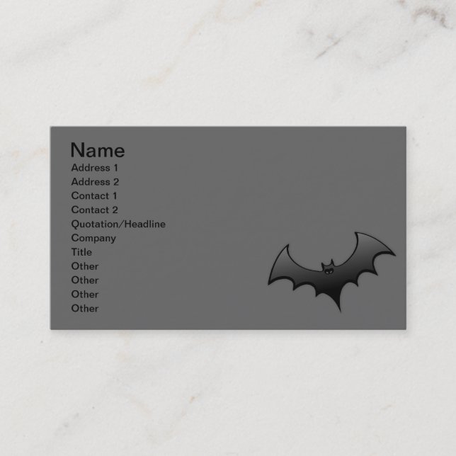 n_H_6_Vector_Clipart black bat dark gray night Business Card (Front)