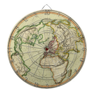 N. Hemisphere, plane of London. Dartboard With Darts