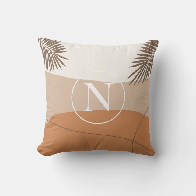 N - Initial Monogram Letter N Abstract Design Thro Throw Pillow (Front)