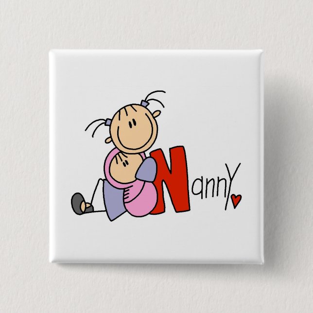 N is for Nanny Pinback Button (Front)