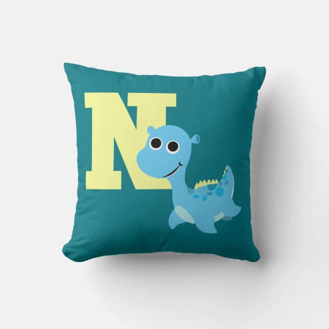 N is for Nessie Throw Pillow (Front)