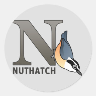 N is for Nuthatch Classic Round Sticker