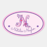 Letter J monogram custom girls name pink stickers